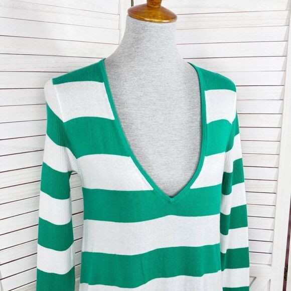 Tommy Bahama Rugby Stripe Knit Shark Bite Tunic Swim Cover Green White Small - Picture 6 of 13